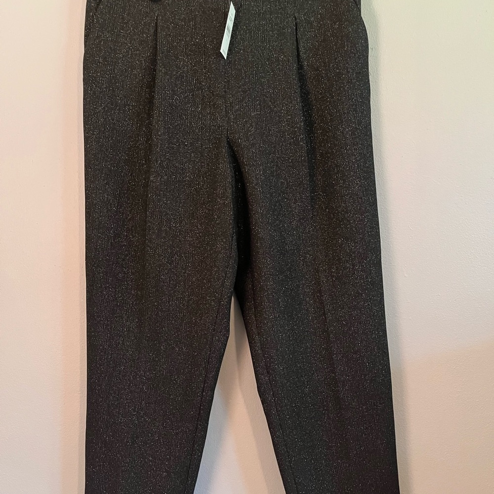 NWT Loft sparkle black/silver pull on dress pants (large)